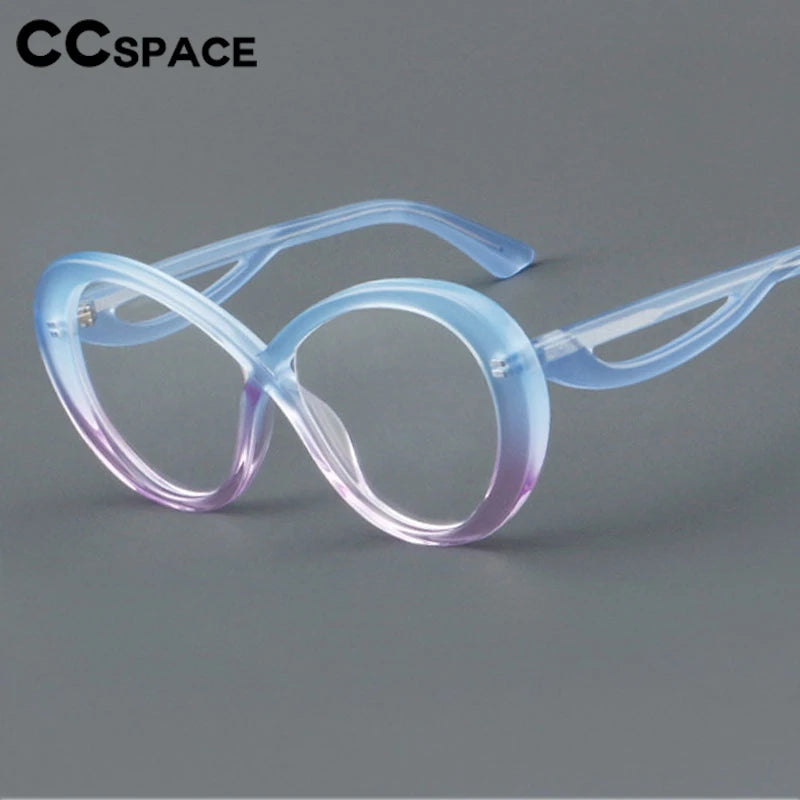 CCspace Unisex Full Rim Oval Cat Eye Acetate Eyeglasses Frame 30793 - Stylish Retro Glasses for Men & Women, Perfect for Office, Reading & Fashion Accessories