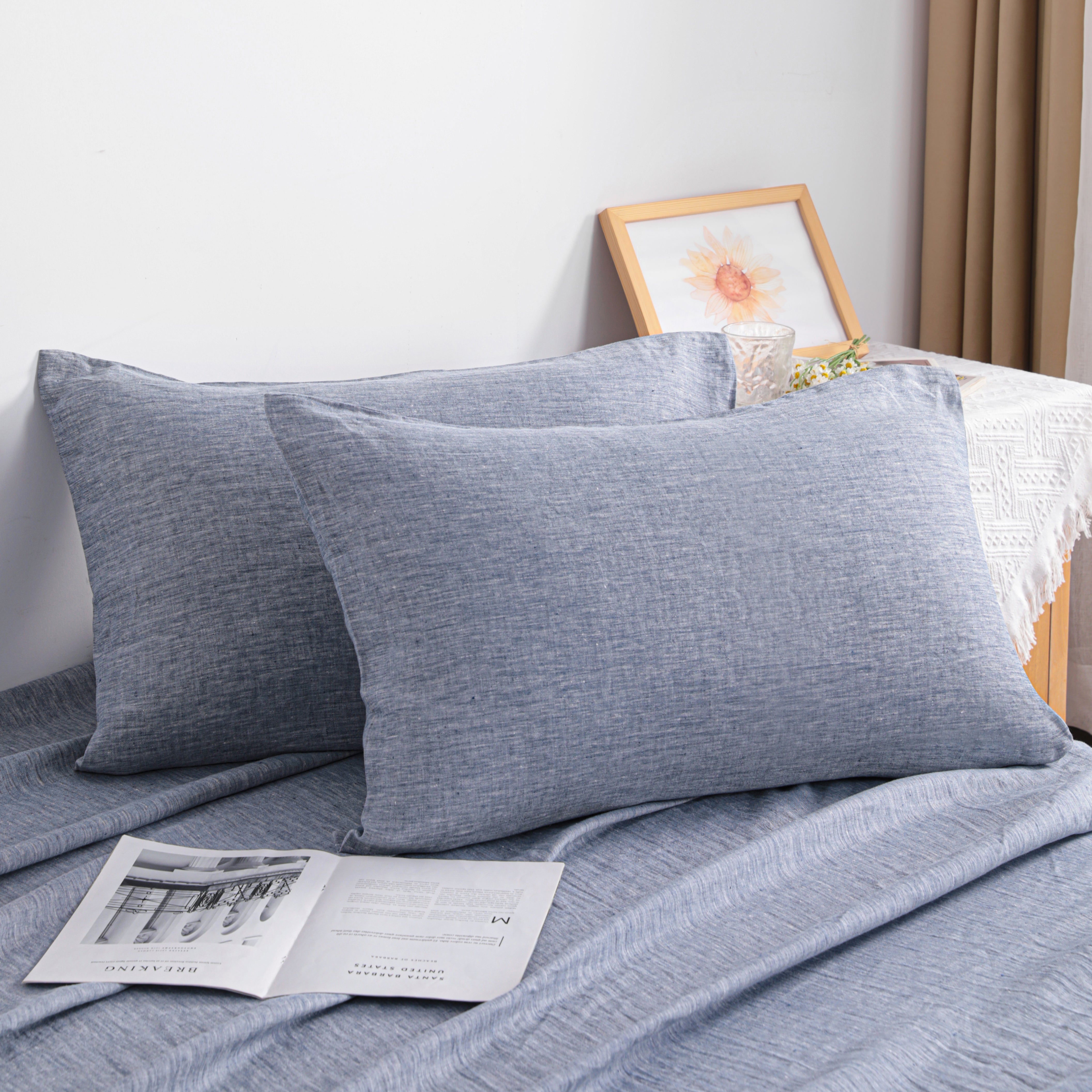 Premium French Linen Pillowcases Set of 2 - Breathable & Cooling Bedding with Envelope Closure - Luxury Home Decor for Bedroom, Hotel, or Airbnb - NTBAY®