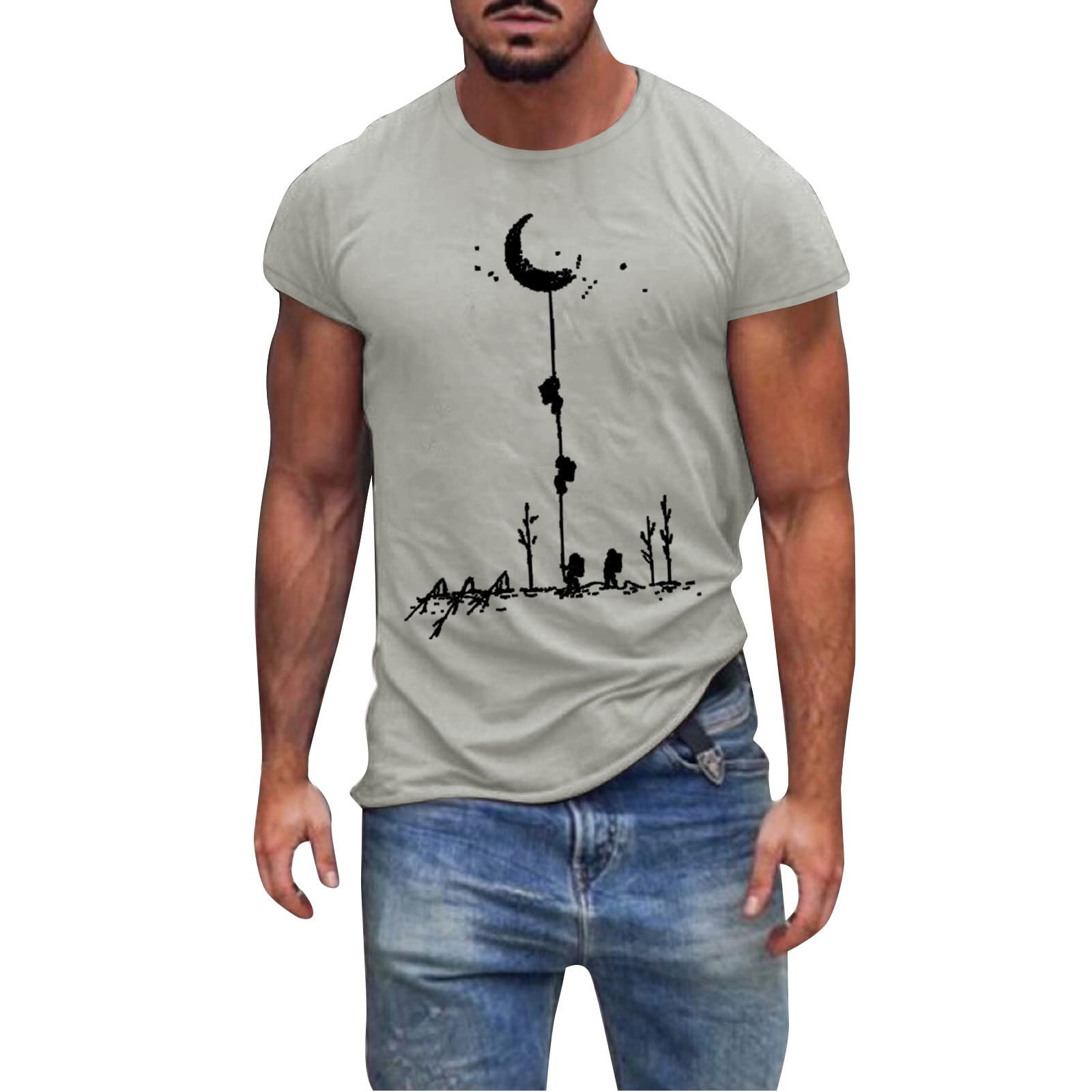 Men's Short Sleeve Graphic T-Shirts - Quick Dry Slim Fit Casual Printed Tee for Summer, Gym & Everyday Wear