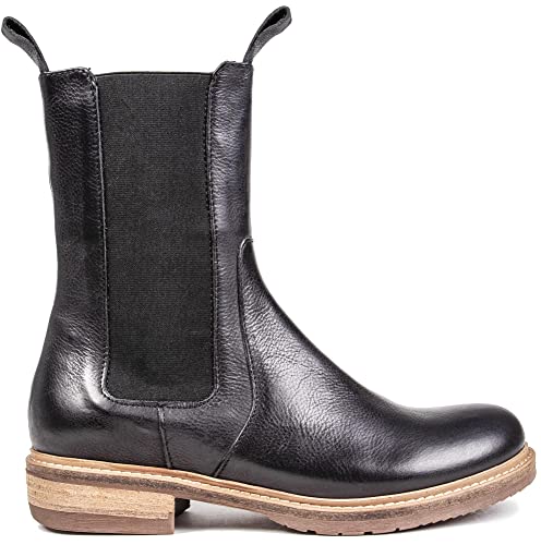 Italian Made SOLE Women's Lucca Chelsea Ankle Boots - Black Leather Waterproof Slip-Resistant Comfortable Booties for Work, Travel & Winter Fashion
