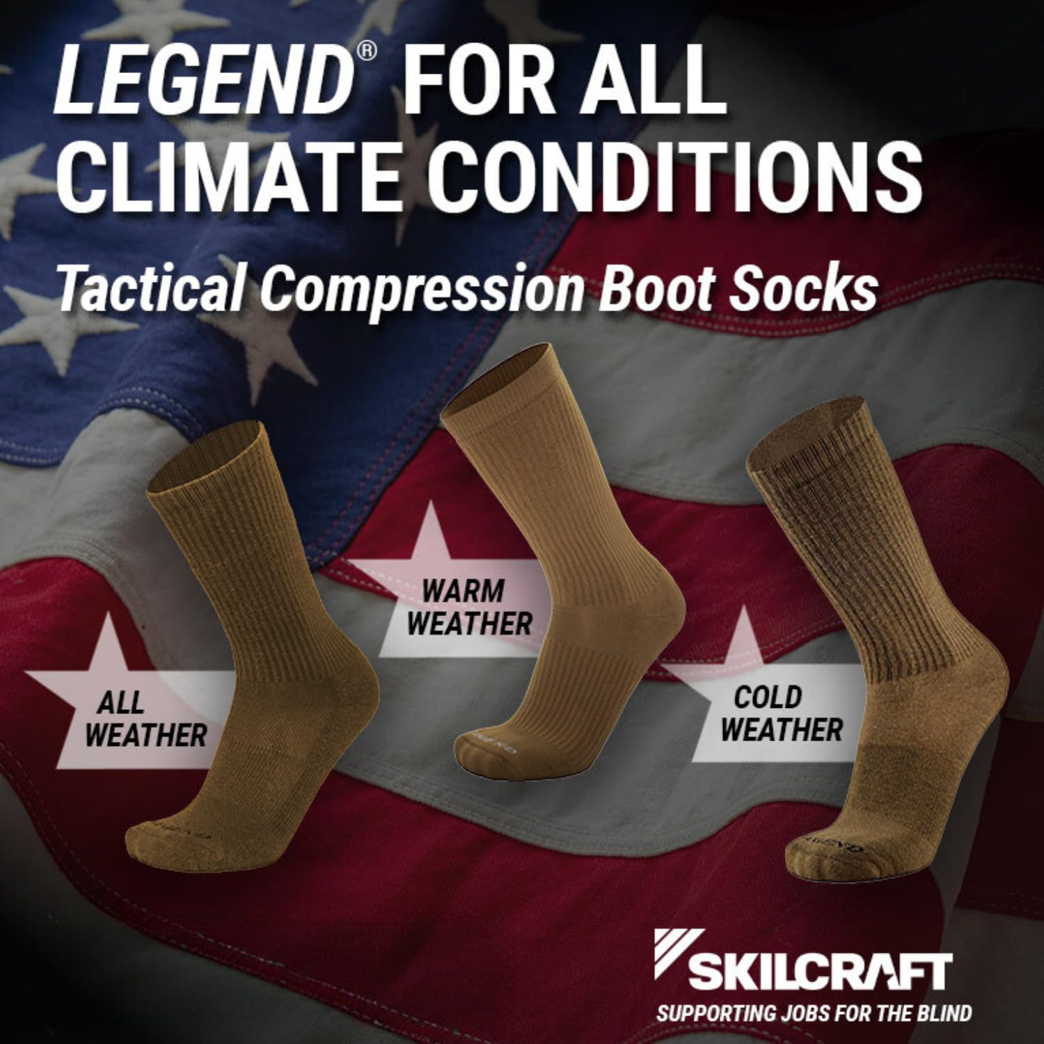 LEGEND Compression Tactical Socks - Moisture Wicking Military Boot Socks for Men & Women - Mid Calf Nylon Socks for Warm Weather - Ideal for Hiking, Running & Outdoor Activities