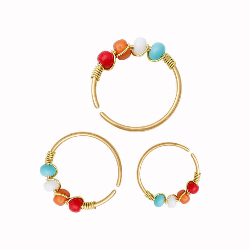 Colorful Bead Nose Rings for Women - Stylish & Hypoallergenic Nose Studs - Perfect for Parties, Festivals & Everyday Wear | B081