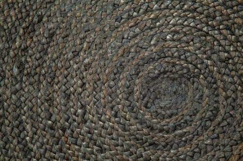 Handwoven Black Jute Round Area Rug - 9x9 Feet Farmhouse Style Braided Rug for Living Room, Bedroom, Kitchen | Eco-Friendly Natural Fiber Floor Mat for Boho Decor, Cozy Home & Pet-Friendly Spaces