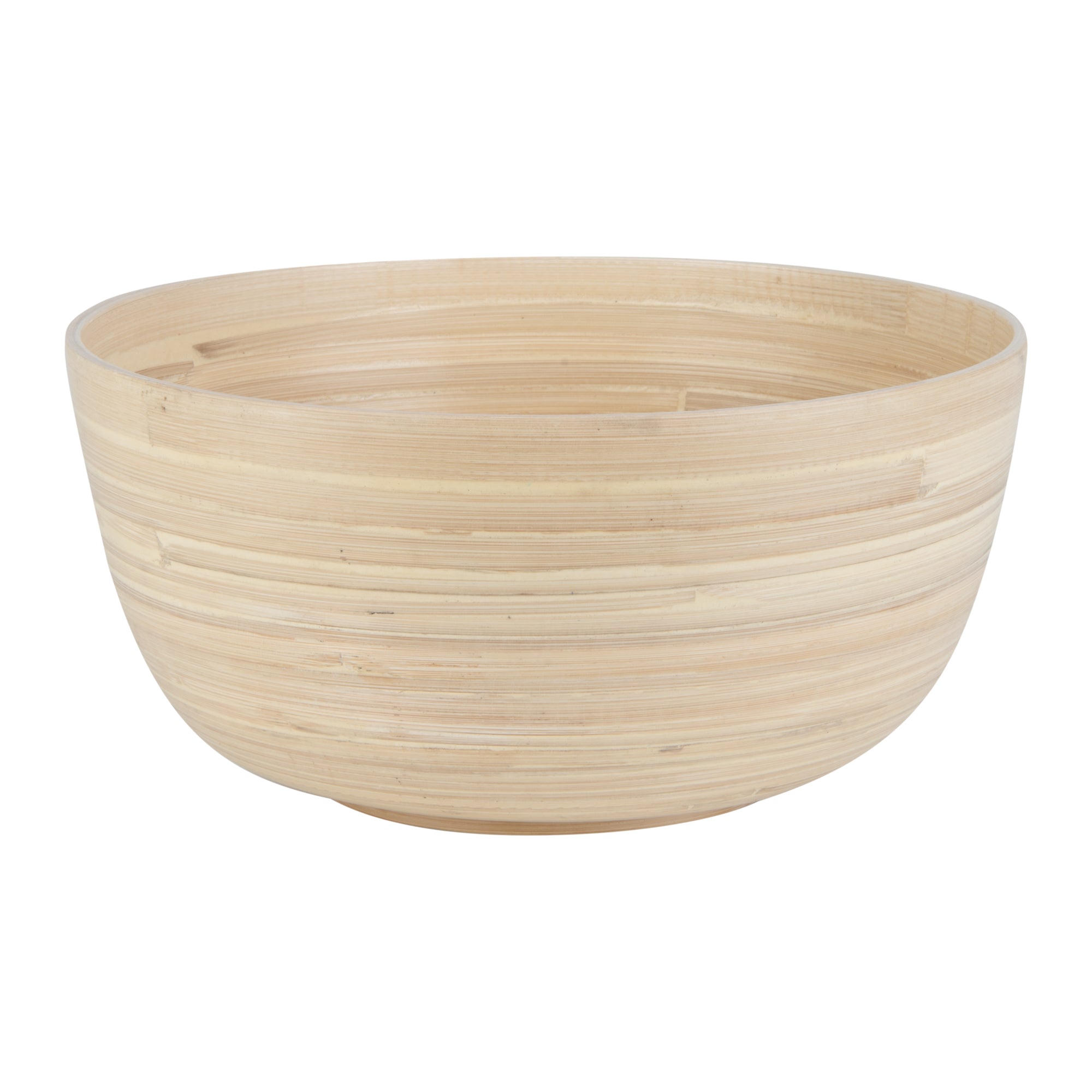Bambuddha 30 oz Large Round Natural Spun Bamboo Salad Bowl - 11 x 11 x 5.5 Inches - Eco-Friendly Serving Bowl for Salads, Pasta, Fruits & Party Dishes - 1 Count Box