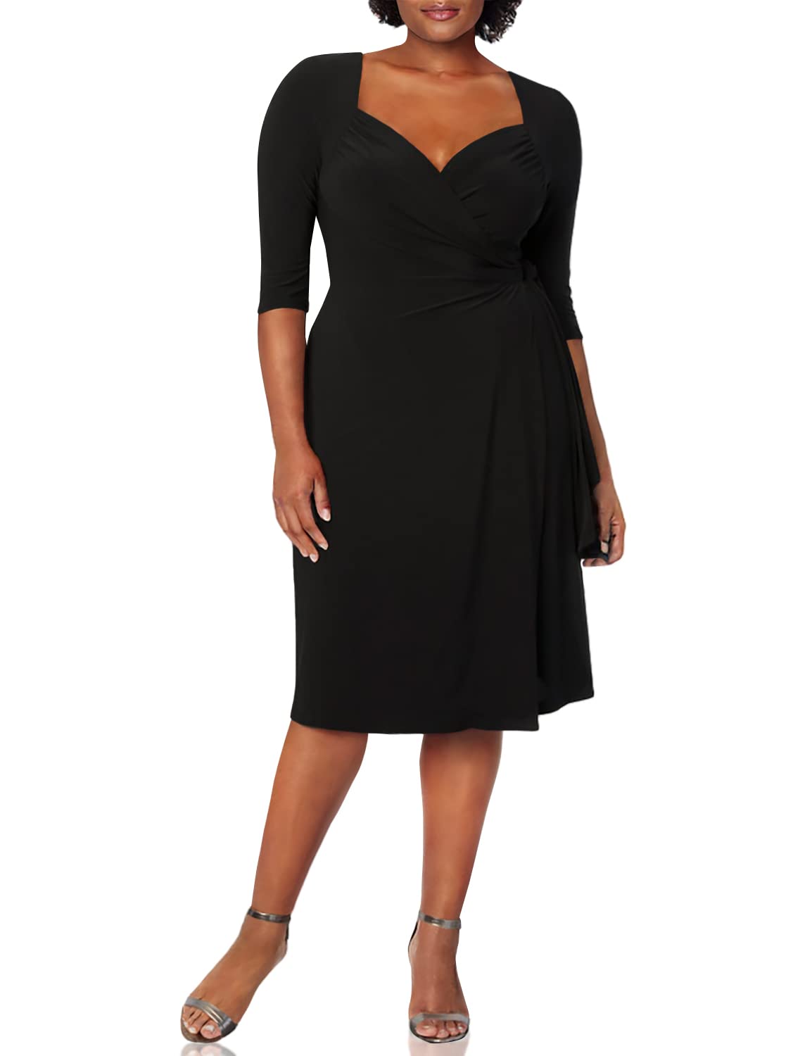Kiyonna Women's Plus Size Sweetheart Knit Wrap Dress - Flattering Casual & Formal Outfit for Curvy Women | Perfect for Date Nights, Weddings & Office Wear