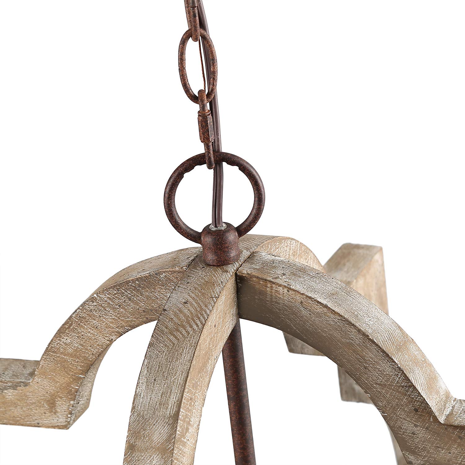 Handmade Large Farmhouse Wood Chandelier - 4-Light Rustic Hanging Fixture for Dining Room, Bedroom, Living Room & Hallway | Perfect for Country Homes, Cabin Decor & Wedding Venues