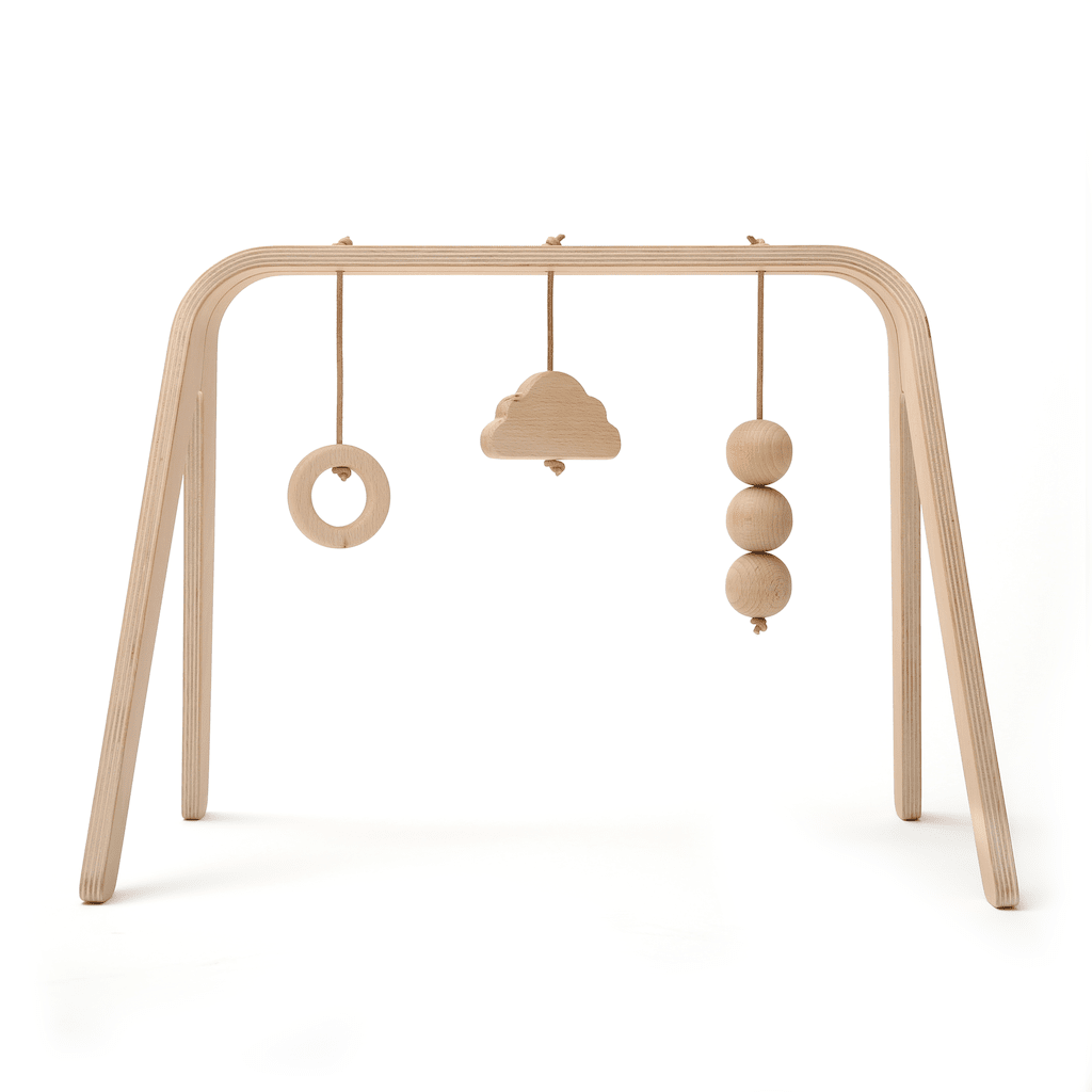 Charlie Crane NAHO Activity Arch - Baby Play Gym with Wooden Toys for Sensory Development, Montessori Learning & Tummy Time - Perfect for Newborns & Infants 0-12 Months - Nursery Decor & Playroom Essential