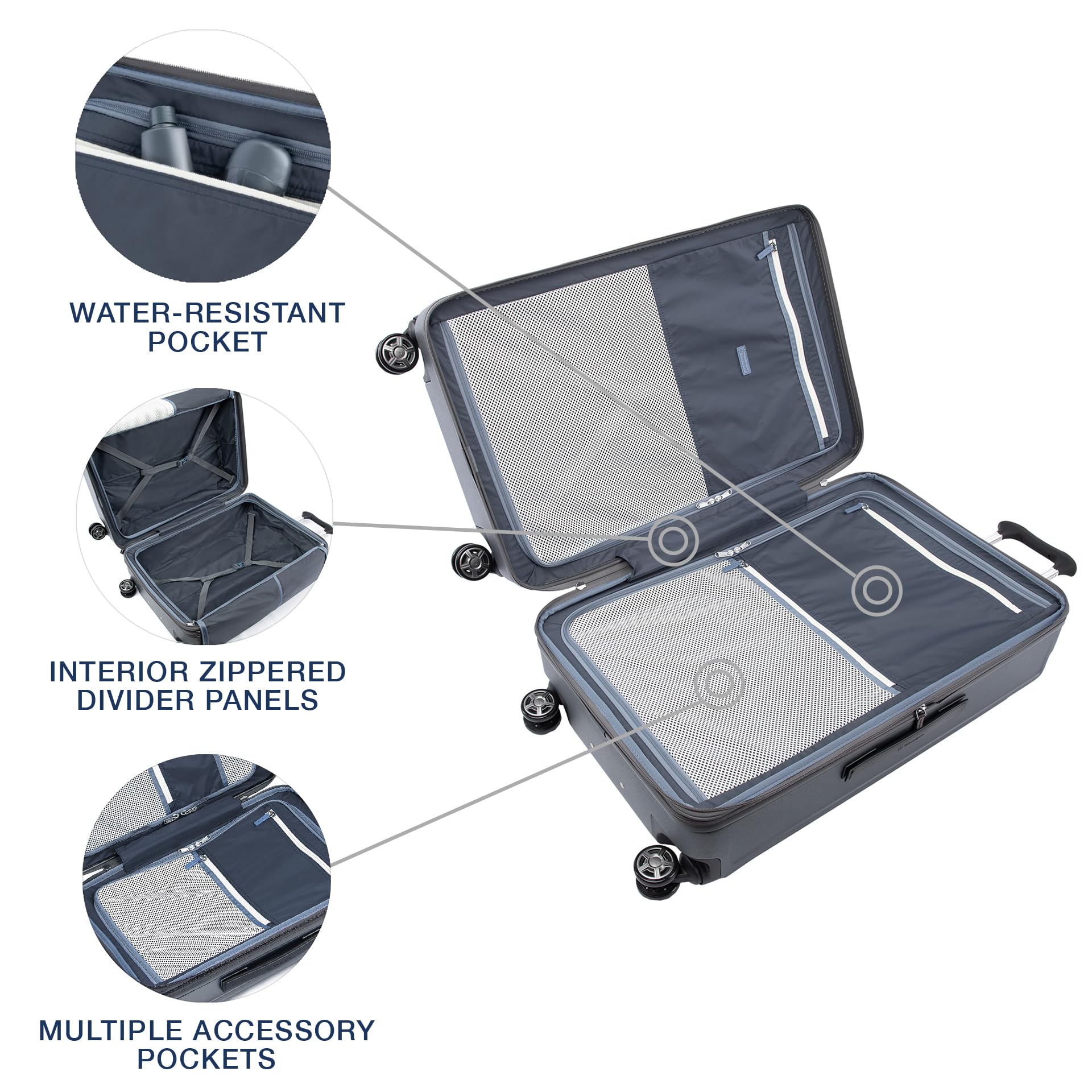 Travelpro Platinum Elite 28-Inch Expandable Hardside Checked Luggage with 8 Spinner Wheels & TSA Lock - Durable Polycarbonate Hard Shell Suitcase in Vintage Grey - Perfect for International Travel & Business Trips