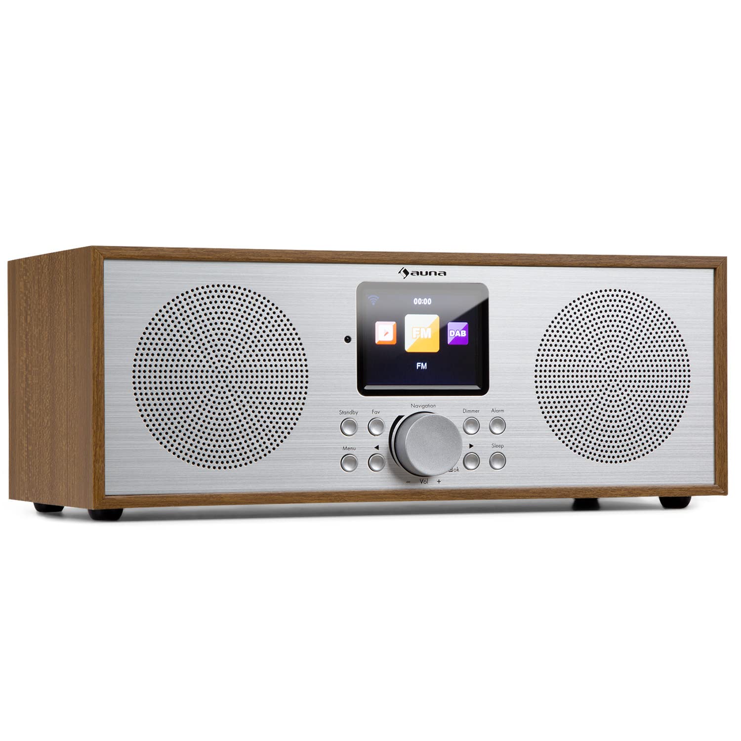 Auna DAB Radio with Bluetooth, DAB/DAB+/FM Digital Radio, Stereo Speakers, HCC Display, Streaming, Alarm Clock, 5h Battery, Portable Mains Powered for Home, Office, and Travel Use