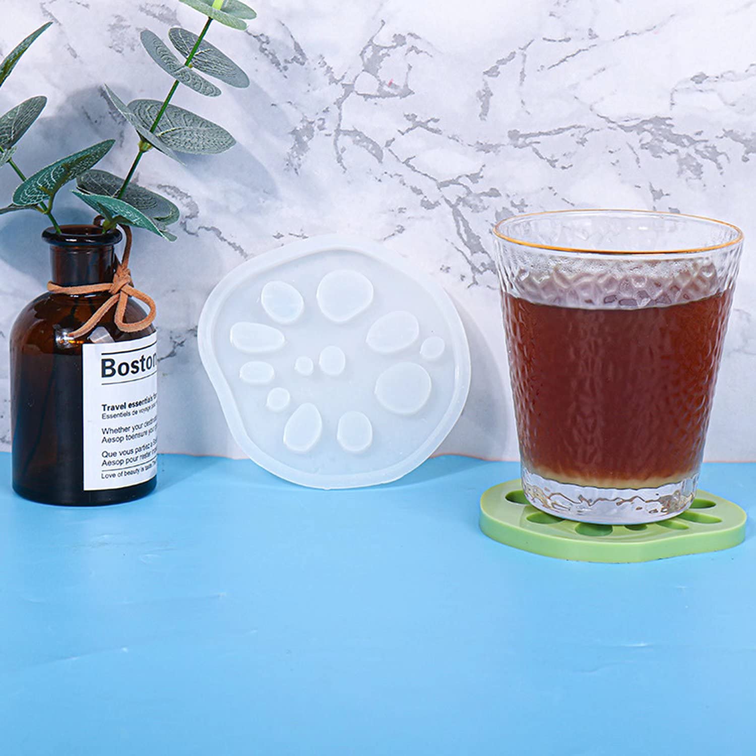 Lotus Root Coaster Silicone Mold Set - 4PCS DIY Resin Coaster Molds for Epoxy Crafts, Home Decor, and Unique Gifts