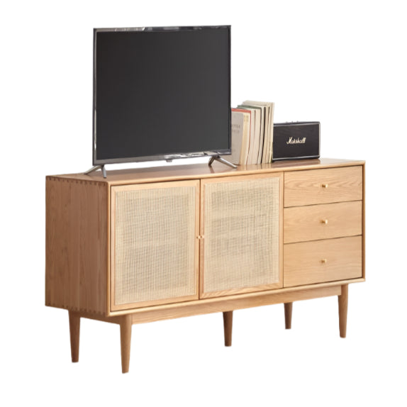 51.2x13.8x25.6 inch / 130x35x65 cm / natural wood color / rattan high TV cabinet