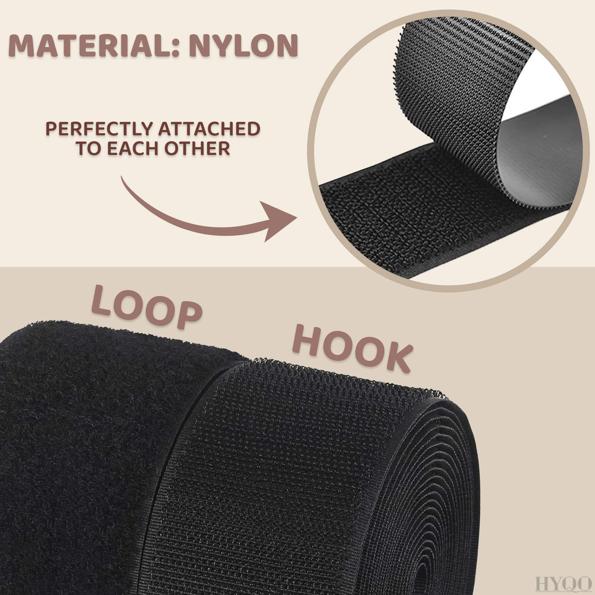 Heavy Duty Hook and Loop Tape Strips 4x12 Inch - Industrial Strength Velcro for Sewing Clothes & Fabric - Nylon Hook and Loop Straps for DIY Projects, Crafts & Home Organization