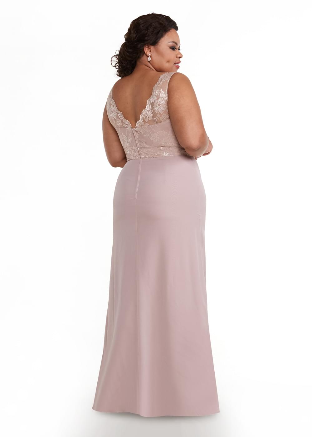 Elegant 80029 Sheath Bridesmaid Dress with Lace Illusion Neckline - Perfect for Weddings, Formal Events & Special Occasions