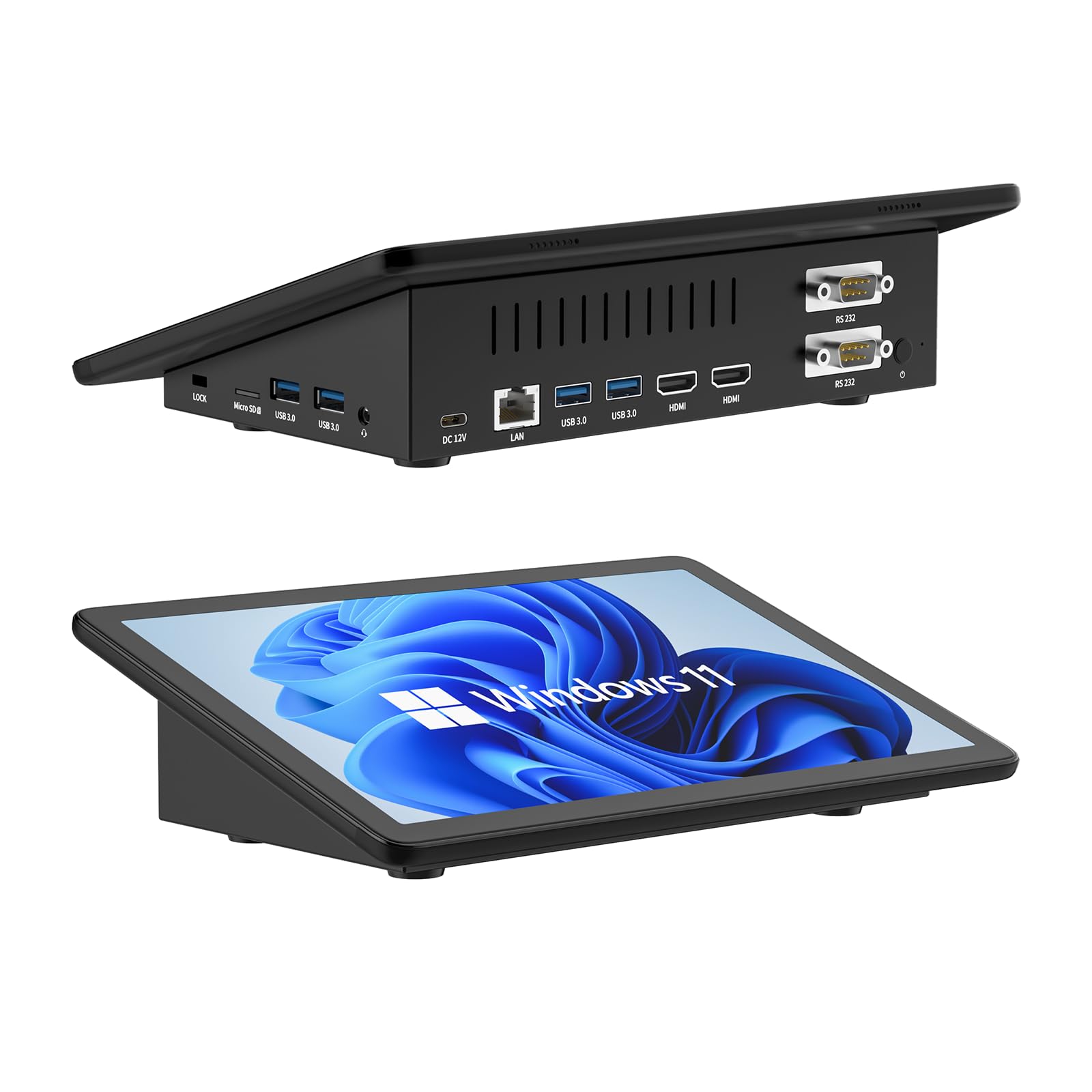 HIGOLEPC Mini PC - 10.1 Inch Touchscreen Windows 11 Pro Mini Computer with Battery, Intel Celeron J4125 8GB RAM 128GB SSD, Dual R232 HDMI Ports, Bluetooth 5.2, WiFi 5, USB Type-C | Portable Desktop PC for Home Office, Digital Signage & Industrial Automation
