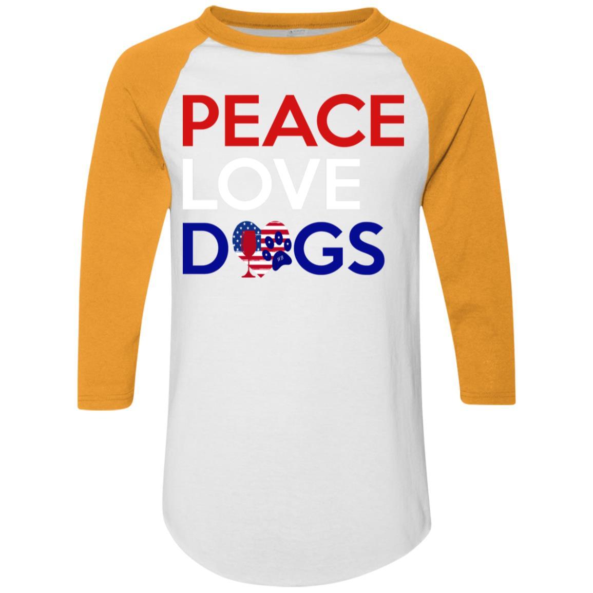Peace Love Dogs Colorblock Raglan Jersey - Trendy & Comfortable Women's T-Shirt for Dog Lovers | Perfect for Casual Wear, Dog Walks & Pet-Themed Events