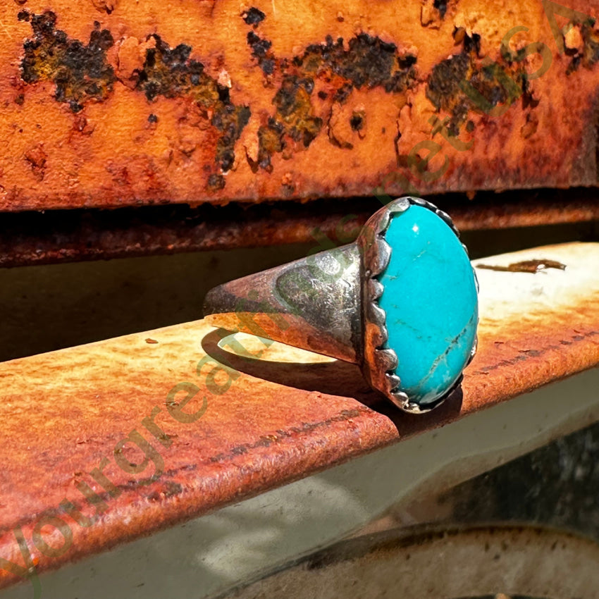 Vintage Sterling Silver & Turquoise Ring - Size 6 - Handmade Southwest Jewelry for Women - Perfect for Boho Fashion, Gift Giving & Special Occasions