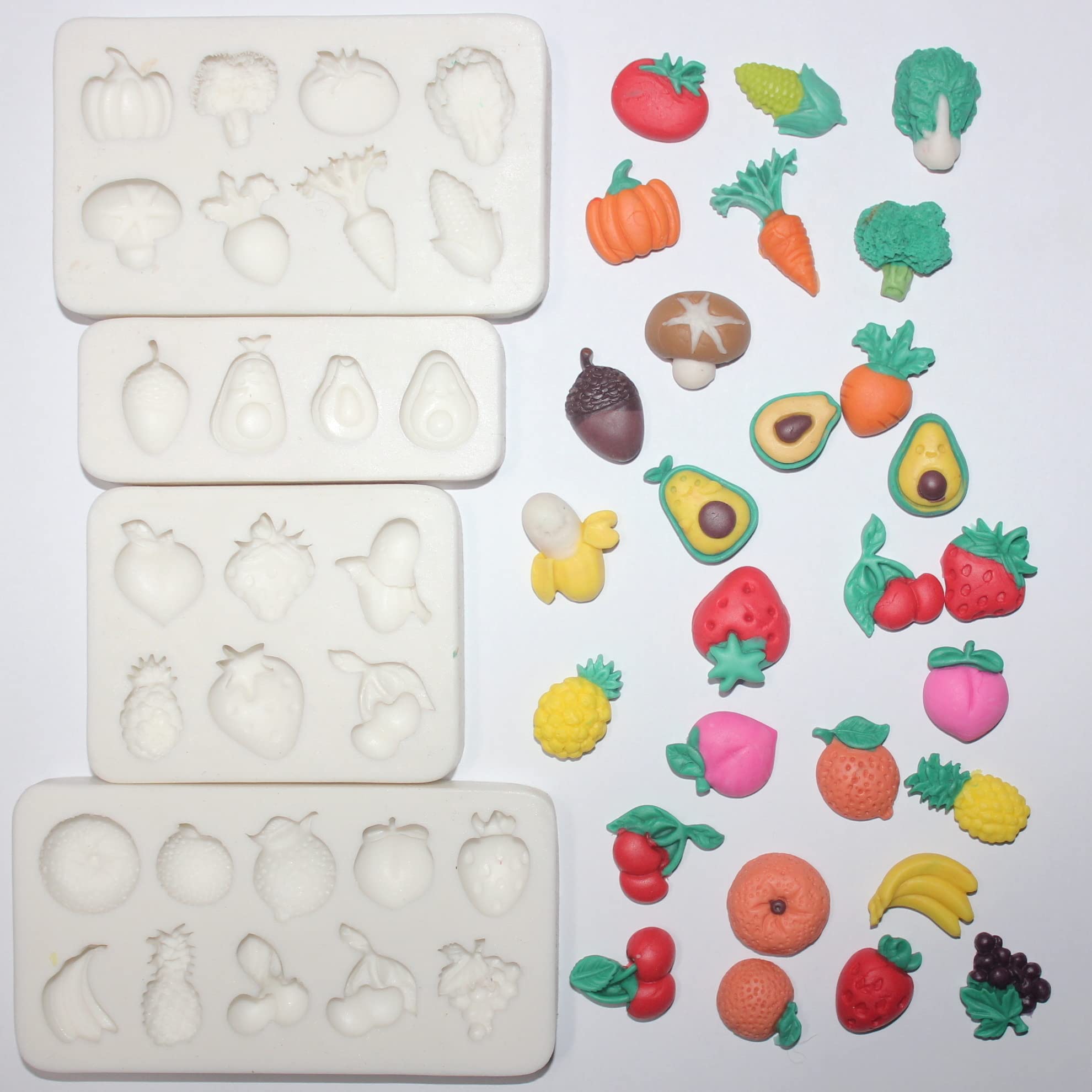 Premium Silicone Fondant Molds Set - Vegetables & Fruits Design for Cake Toppers, Gumpaste, Candy, Chocolate & Polymer Clay - Perfect for Baking, Candy Making, DIY Crafts & Home Decor