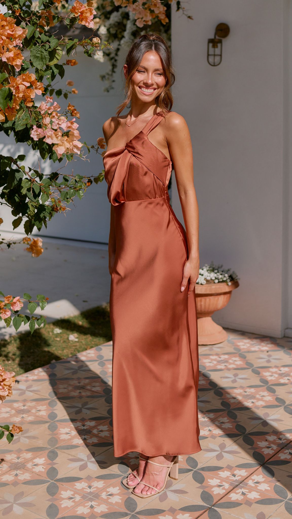 Greta Maxi Dress in Copper - Elegant Long Flowy Dress for Women, Perfect for Summer, Beach, Parties & Special Occasions