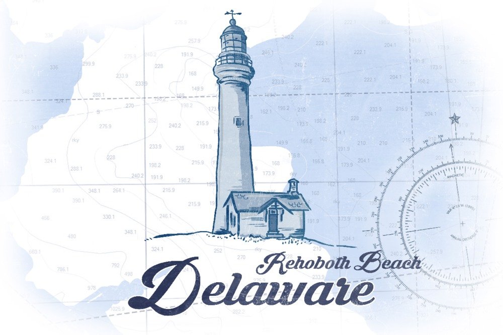 Delaware Lighthouse Metal Art Print - Rehoboth Beach Coastal Decor, 24x36 Blue Aluminum Wall Art for Living Room, Bedroom & Office