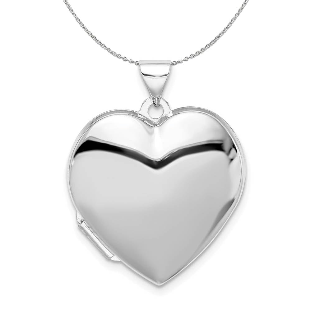 Black Heart Locket Necklace - Sterling Silver 21mm for Gifts & Romance