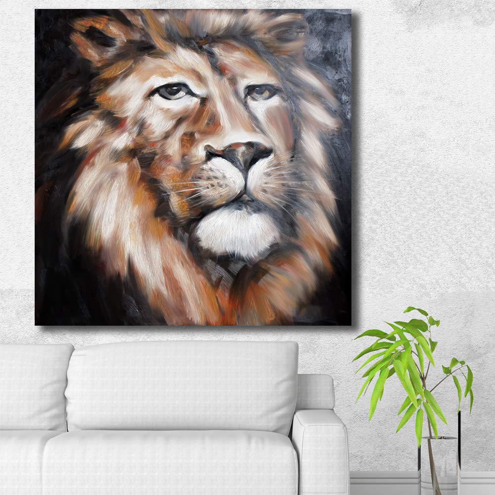 Wall26 Canvas Wall Art Brave Lion Pictures - 24x24 Inches Framed Canvas Prints for Bedroom, Living Room, Office, and Home Decor