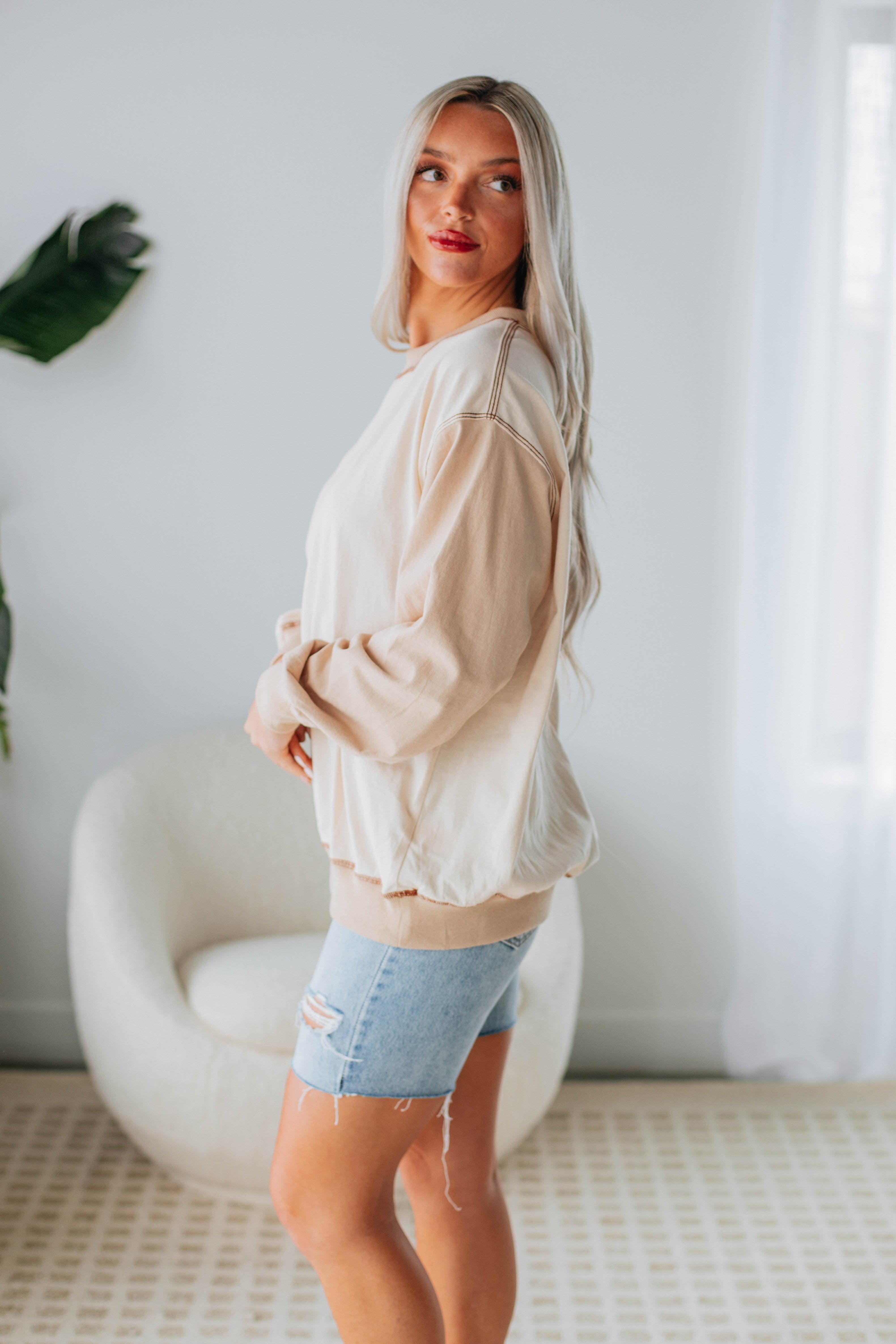Chandler Colorblock Pullover Sweater - Cream Mix Knit Top for Women | Cozy Casual Wear for Fall & Winter | Perfect for Office, Dates and Weekend Outings