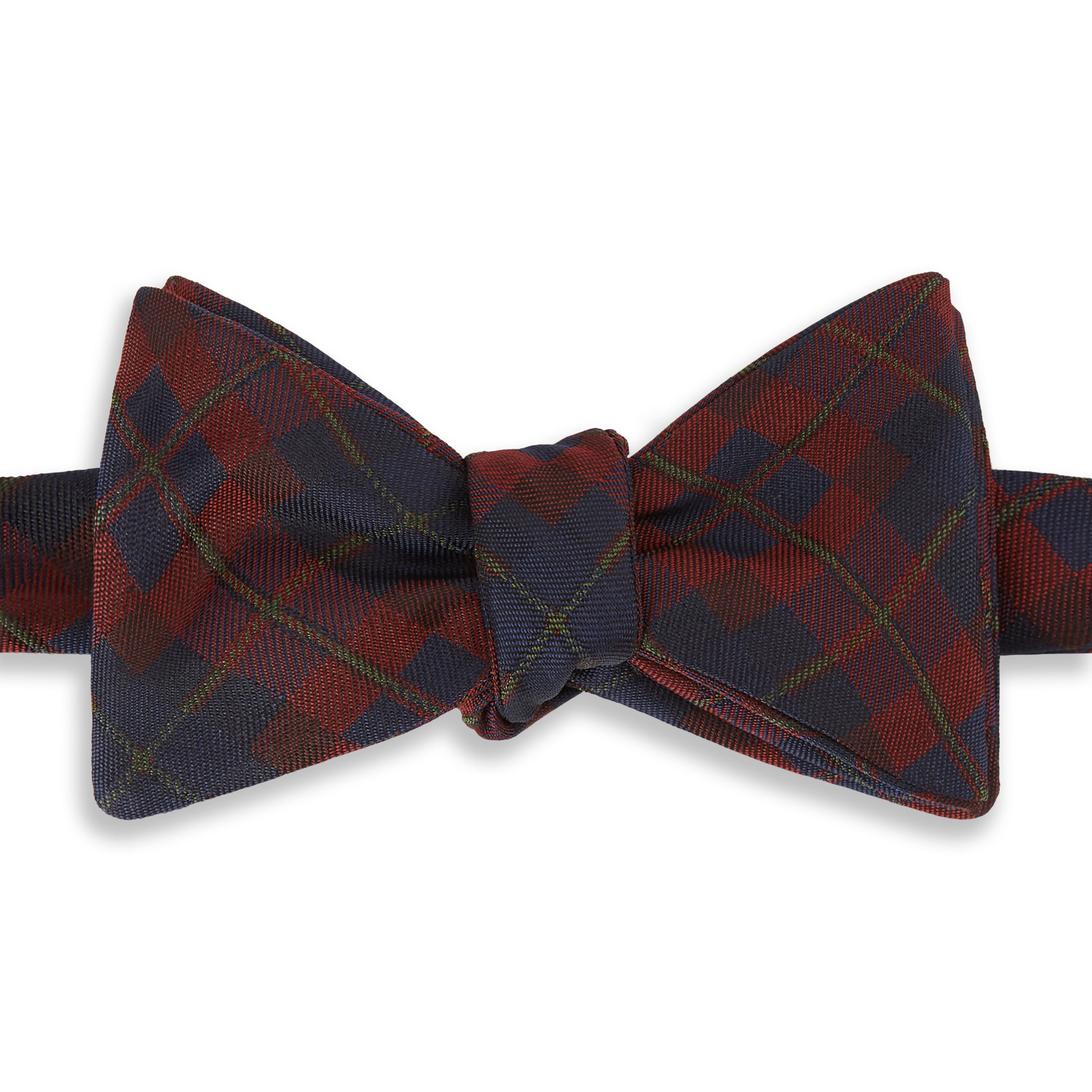 Elegant Navy and Red Checkered Silk Bow Tie for Men - Perfect for Weddings, Prom, and Formal Events