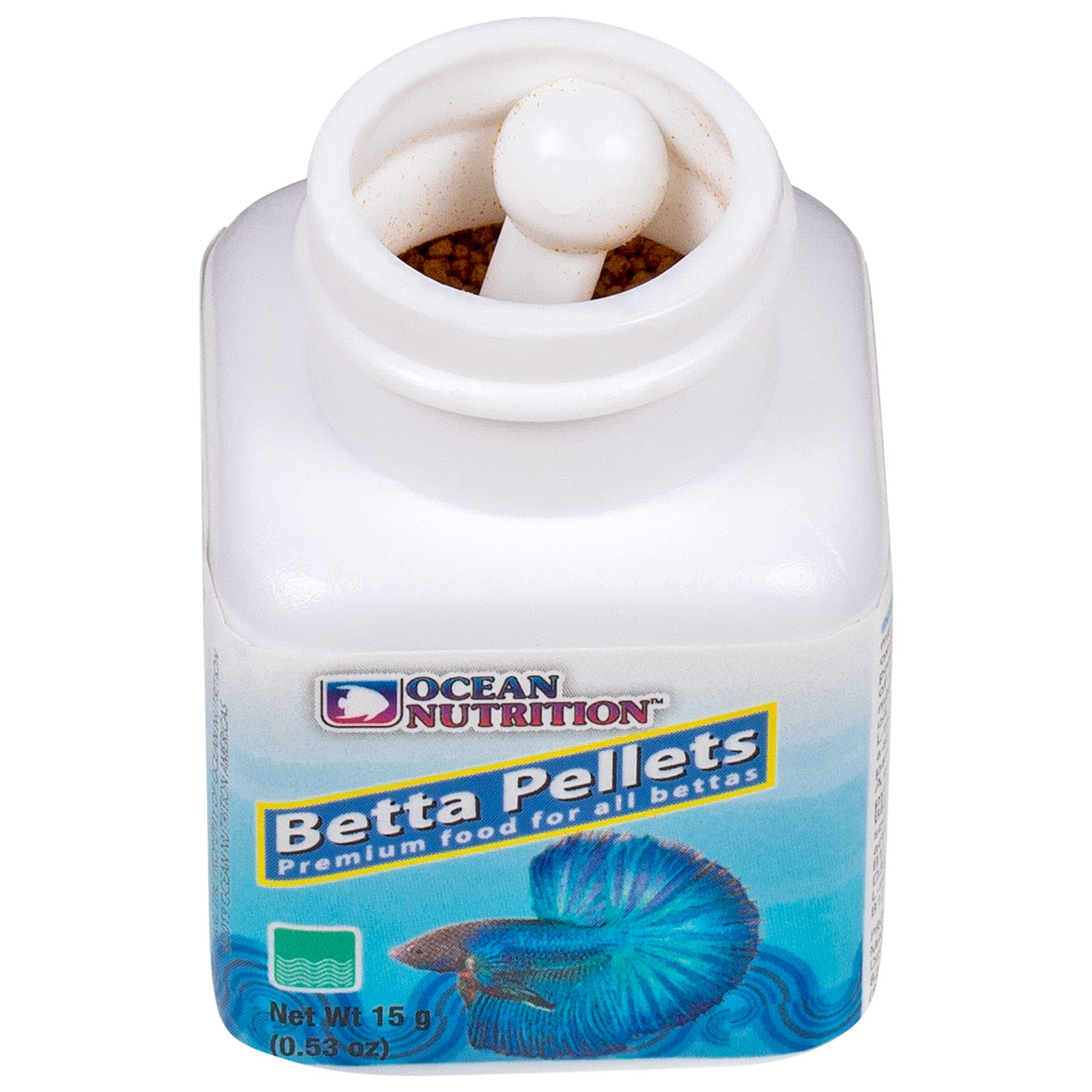 Premium Betta Fish Food - Ocean Nutrition High Protein (41.5%) Pellets with Natural Ingredients | Color Enhancer | No Water Clouding | Ideal for All Betta Fish | 0.53 oz (15 g) | Perfect for Daily Feeding & Enhancing Betta Fish Colors