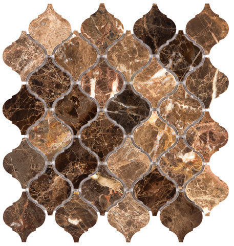 Emperador Dark Marble Arabesque Mosaic Tile - Premium Natural Stone Wall & Floor Tile for Kitchen Backsplash, Bathroom, Shower, and Pool Designs