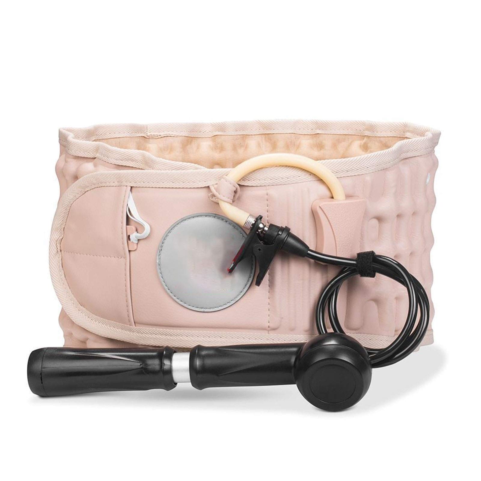 YLFC THUCHENYUC Inflatable Lumbar Support Belt - Air Decompression Back Brace for Pain Relief, Waist Traction & Protection (Apricot Color) - Ideal for Office Work, Driving & Post-Surgery Recovery
