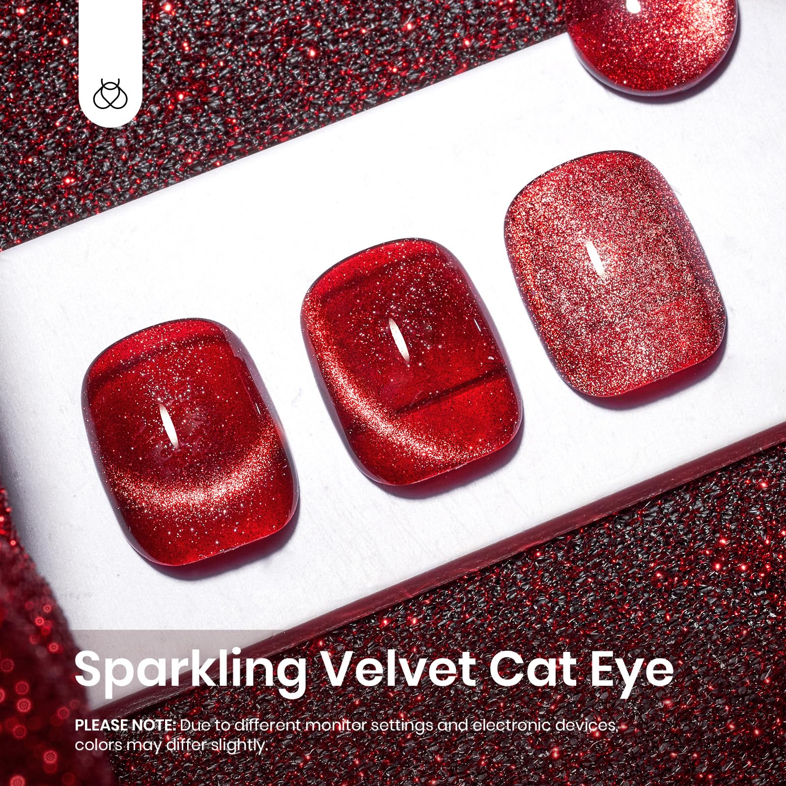 Beetles Red Gel Nail Polish - 9ML Glitter Cat Eye Gel Polish, Dark Red Soak Off UV/LED Gel for Spring & Summer Nail Art | Perfect Gift for Women | Great for Parties, Weddings & Special Occasions