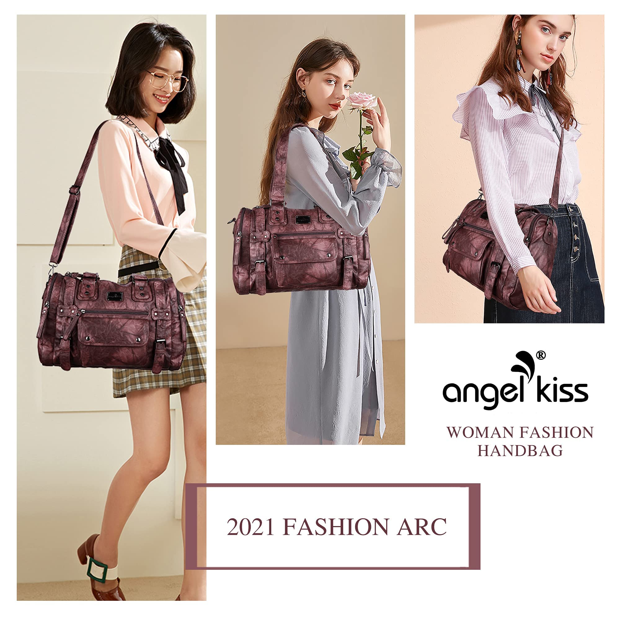 Angelkiss Women's Soft Leather Handbags - Hobo, Satchel, Shoulder & Crossbody Bags for Work, Travel & Everyday Use