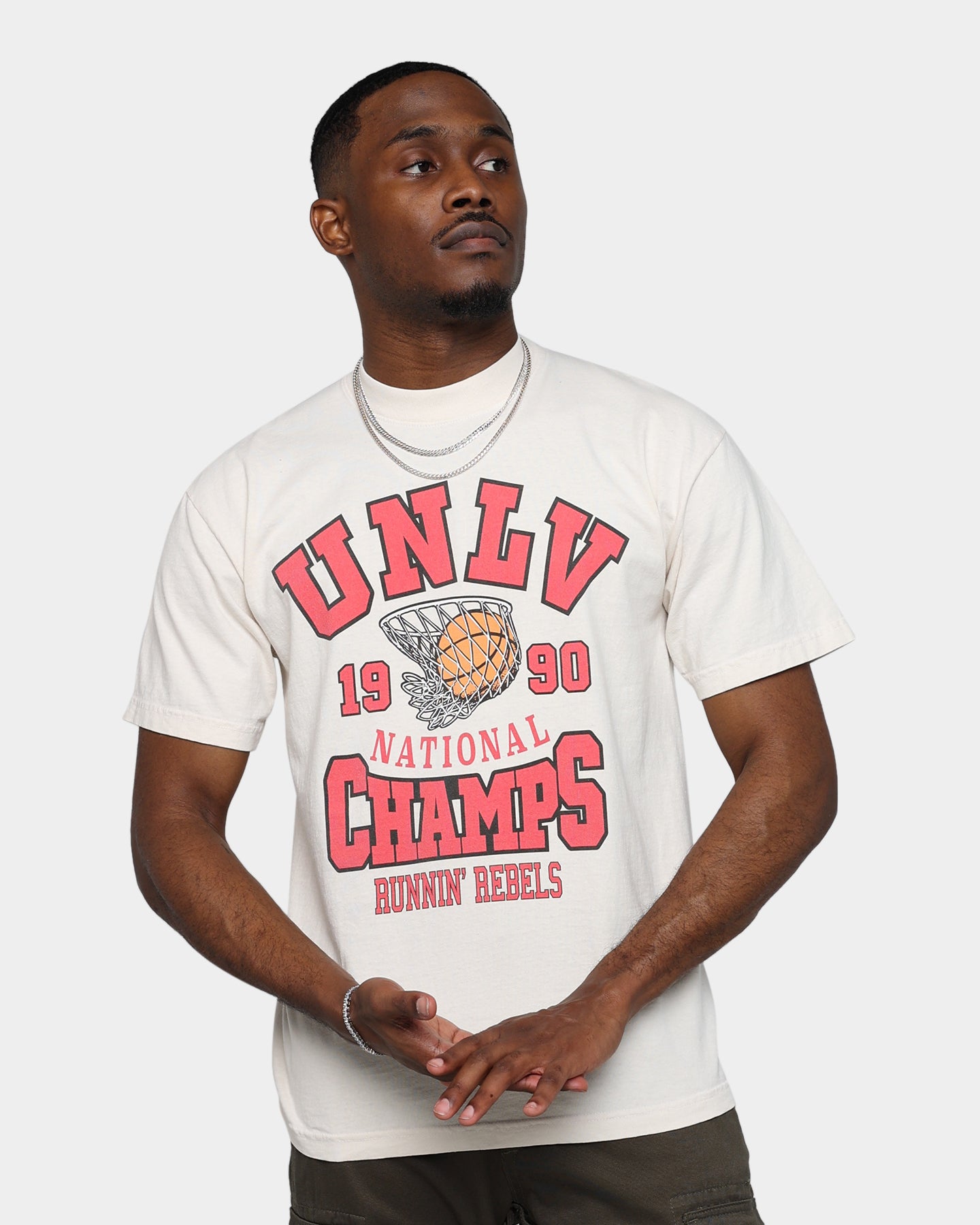 19Nine University of Nevada Las Vegas 1990 National Champions T-Shirt - Cream | Vintage UNLV Basketball Fan Apparel for Game Day & Alumni Events