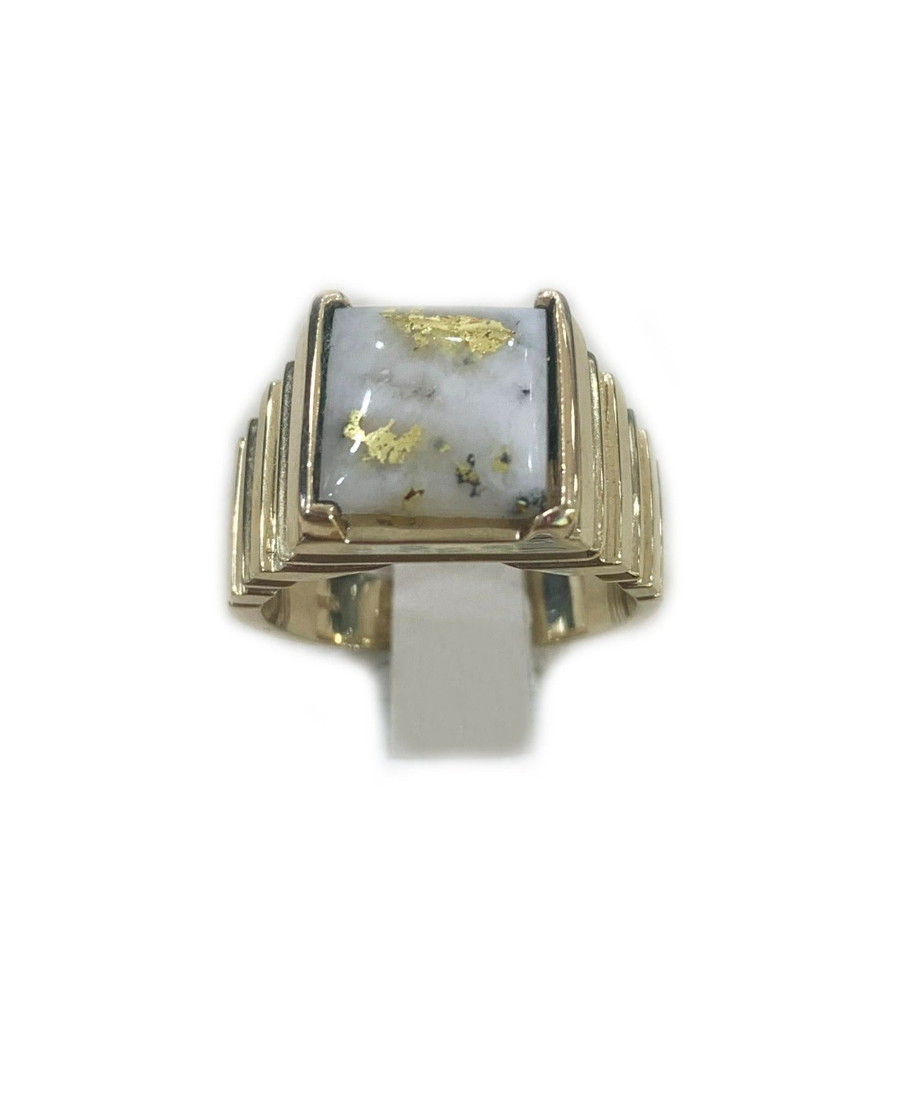 14K Yellow Gold Men's Golden Quartz Ring - Elegant & Durable Jewelry for Gifts, Weddings & Special Occasions