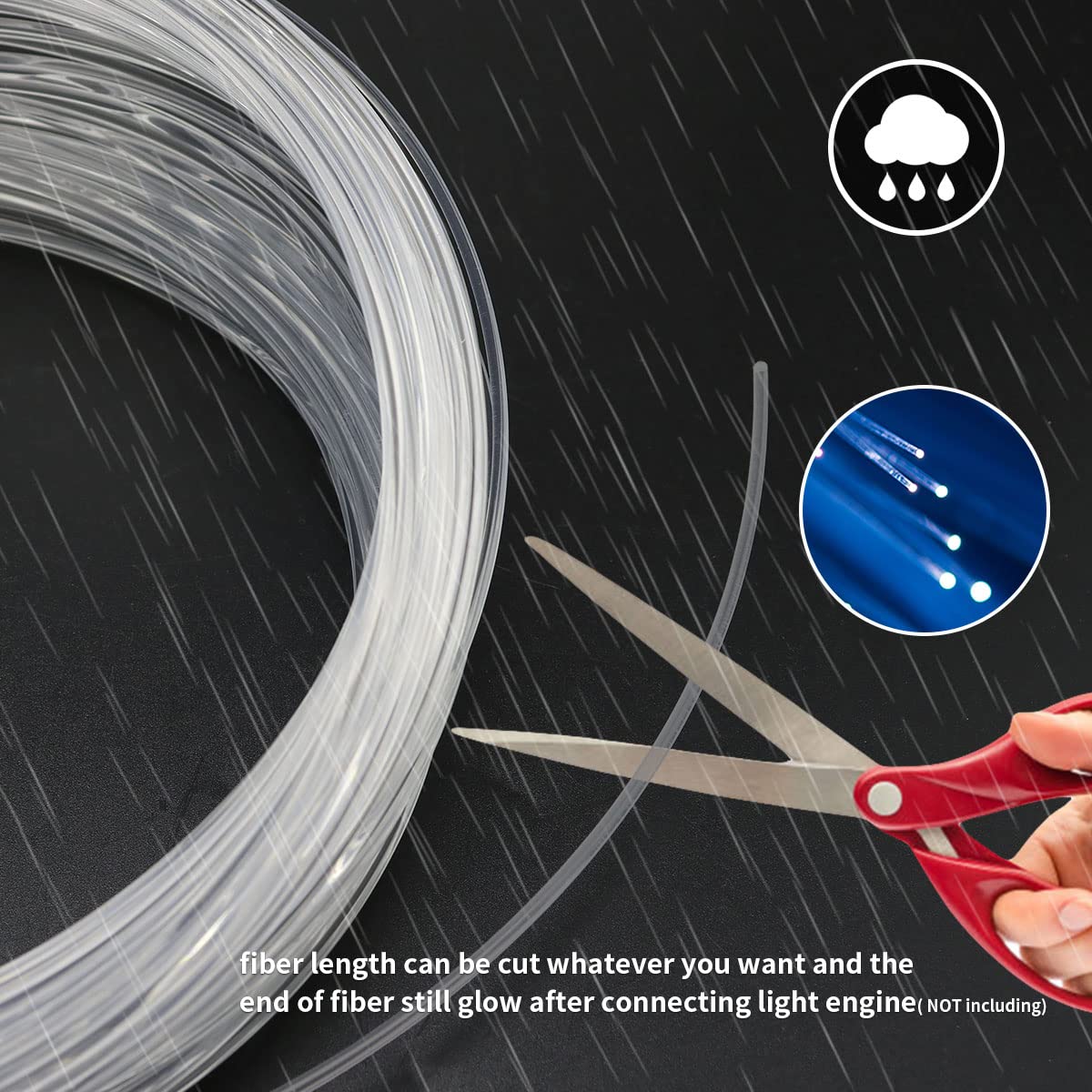 AZIMOM PMMA 0.08in(2mm) 1148ft(350Meter) End Glow Fiber Optic Cable Roll - Premium Plastic Optical Fiber for Star Ceiling Kits, DIY Starlight Decor, Twinkle Sky Headliner - Perfect for Bedroom, Theater, and Home Decoration Projects