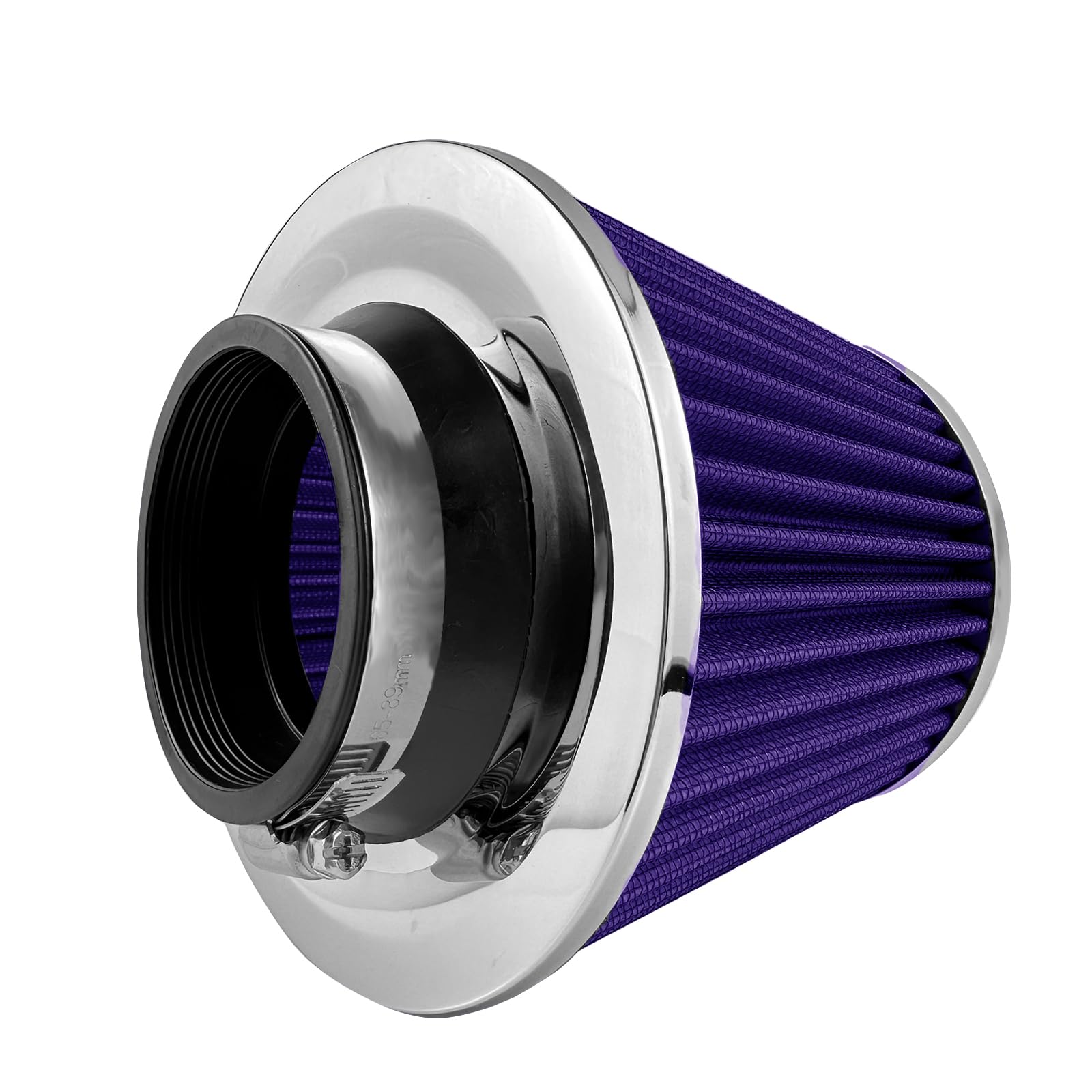 High Performance Universal Cold Air Intake Filter - 3 Inch/76mm Flange Diameter, Washable & Reusable Replacement Air Filter (Purple) - Perfect for Car & Truck Engine Upgrades, Racing & Off-Road Performance