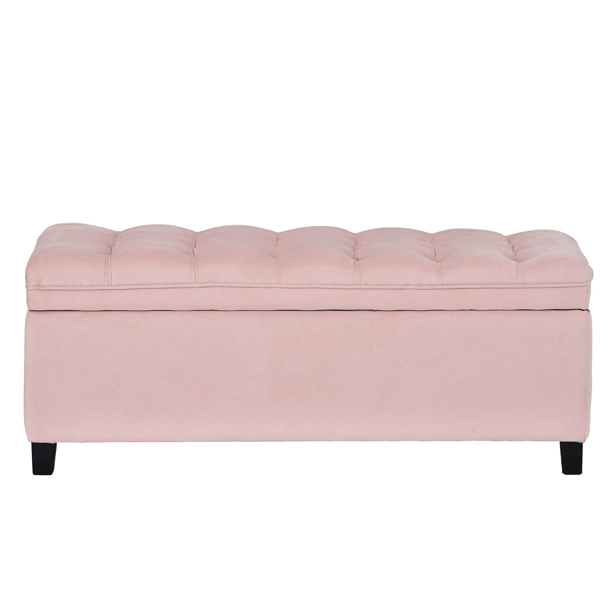 Flip Top Storage Ottoman Bench with Padded Seat - Multi-Purpose Storage Chest for Bedroom & Living Room - Pink - Perfect for Extra Seating, Blanket Storage, and Home Organization
