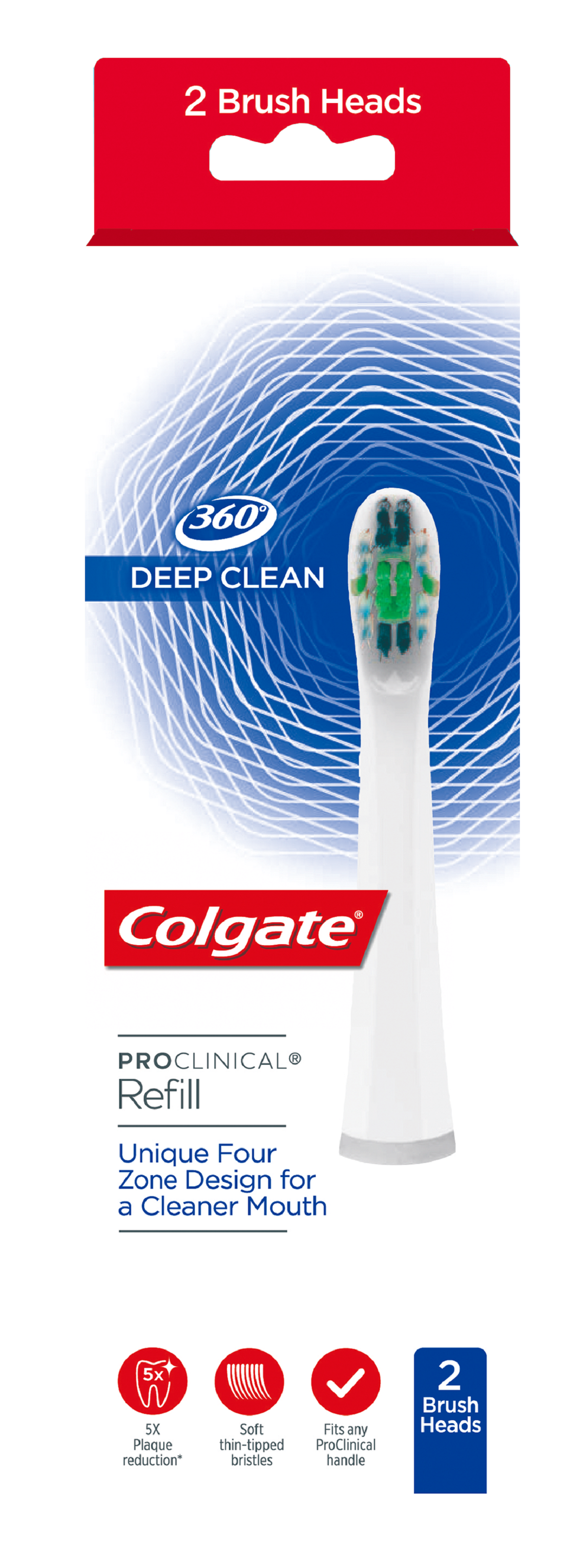 Colgate Pro Clinical B150 Sonic Electric Toothbrush Replacement Heads, 2 Pack - Soft Bristles for Sensitive Teeth & Gums, Compatible with Most Electric Toothbrushes - Perfect for Travel & Daily Oral Care