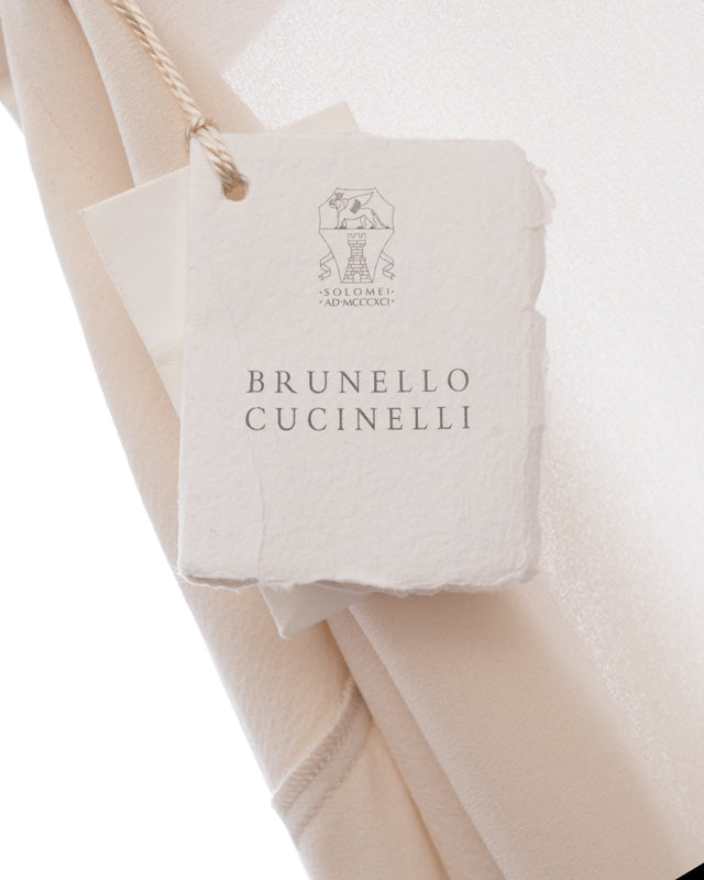 Brunello Cucinelli Ivory Silk Blouse with Chain Trim for Women - Elegant Luxury Silk Shirt for Office, Party & Special Occasions