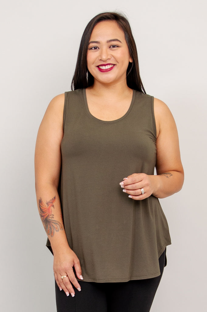 Jazz Tank Top for Women - Soft Bamboo Fabric, Khaki Color - Perfect for Yoga, Casual Wear & Summer Outfits