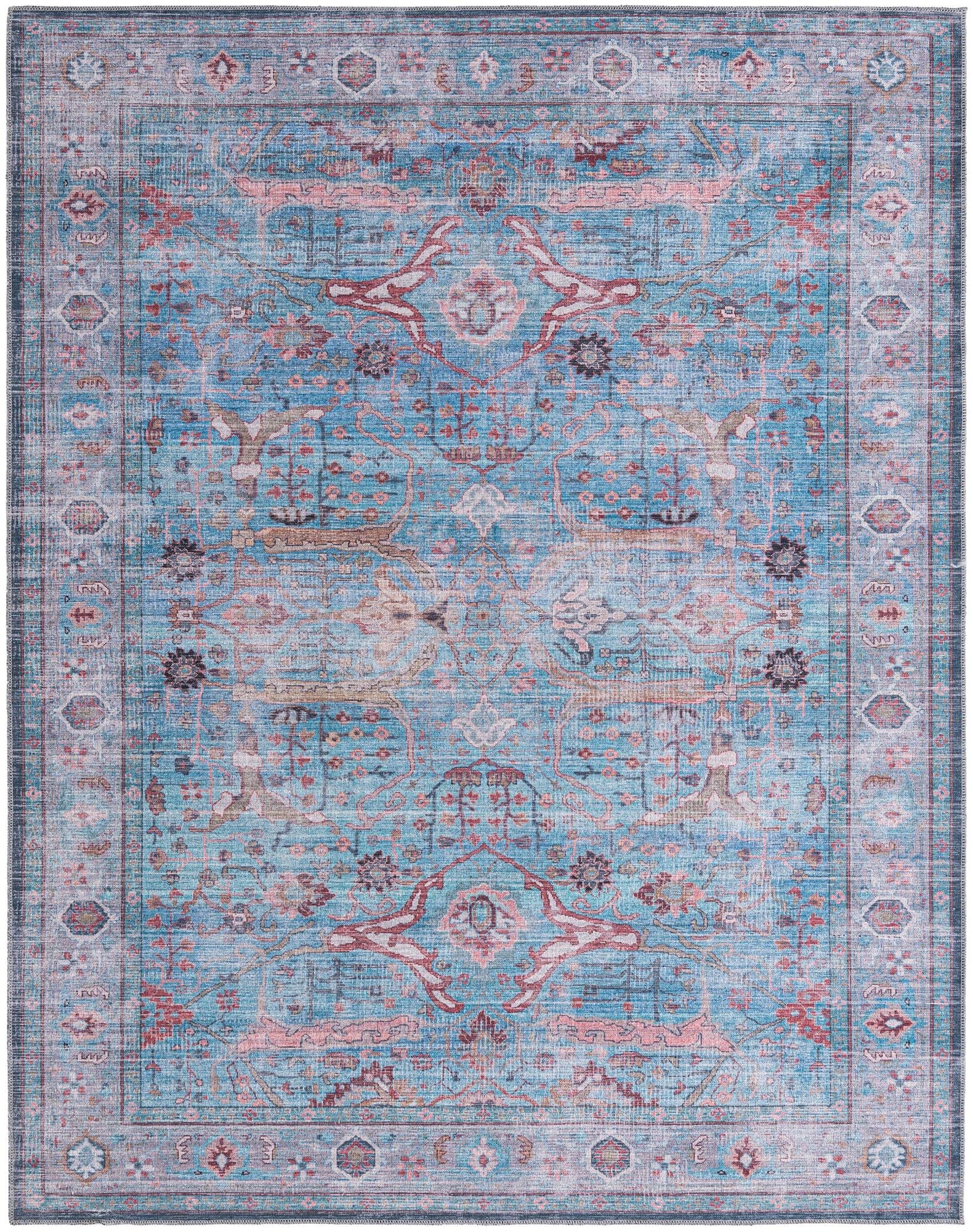 Washable Blue Low-Pile Rug 8' x 10' - Maahru Collection by Rugs.com | Soft & Durable for Living Rooms, Dining Areas & Open Spaces | Perfect for High-Traffic Areas & Pet-Friendly Homes