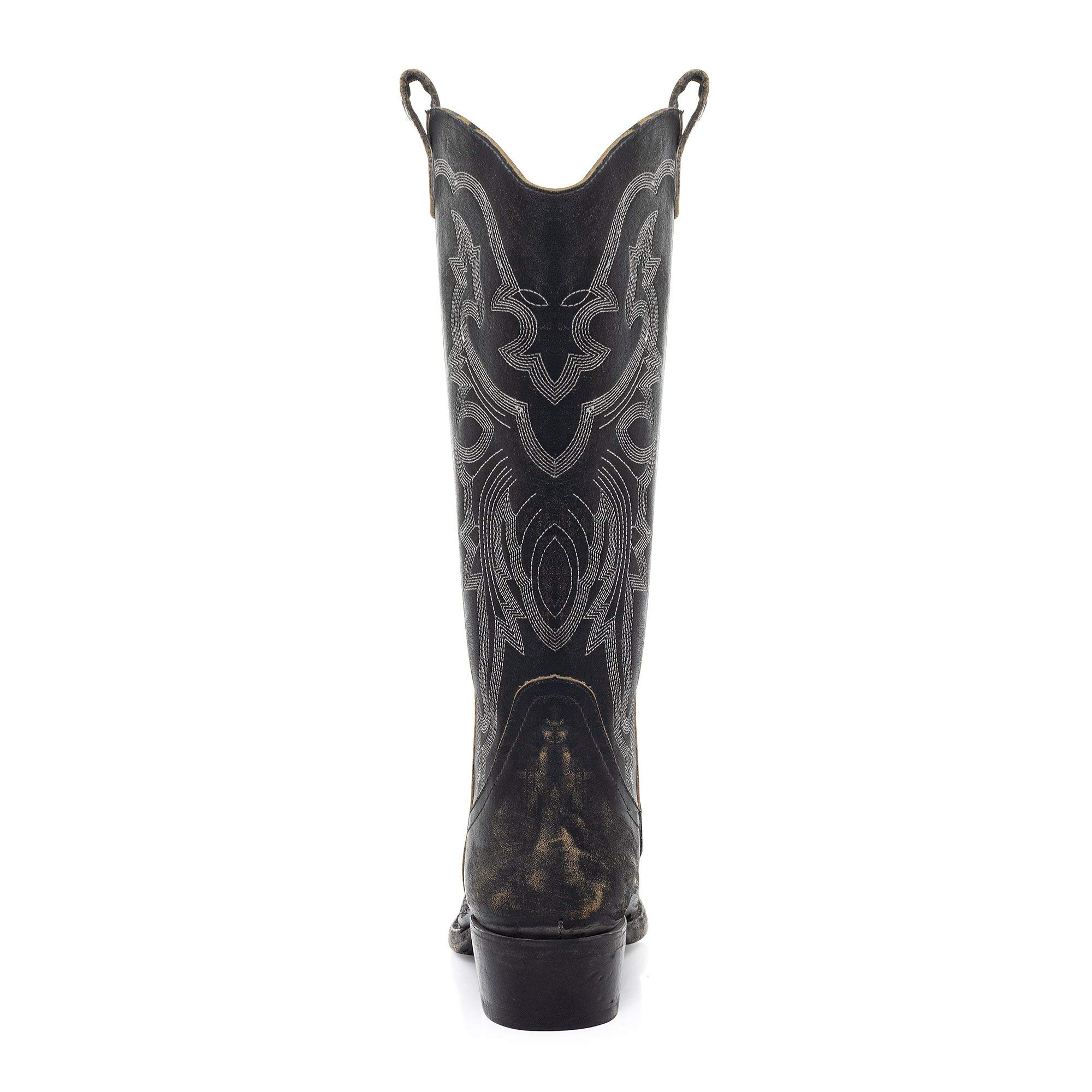Vintage Cowboy Boots for Women - Distressed Leather Western Boots with Side Pull Straps | Perfect for Country Rides, Rodeos & Western Fashion