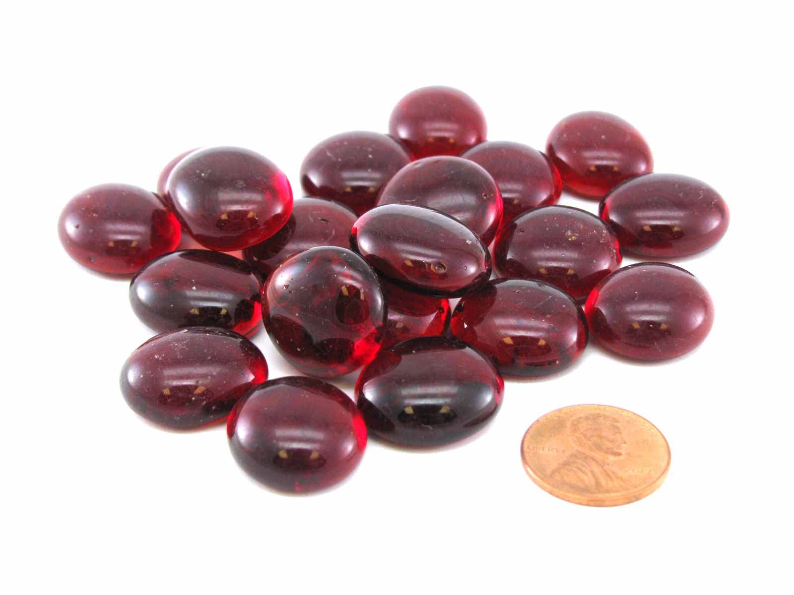 Koplow Games 20-Piece Life Stone Gaming Glass Stones - Red for Board Games, Poker Chips, and DIY Crafts