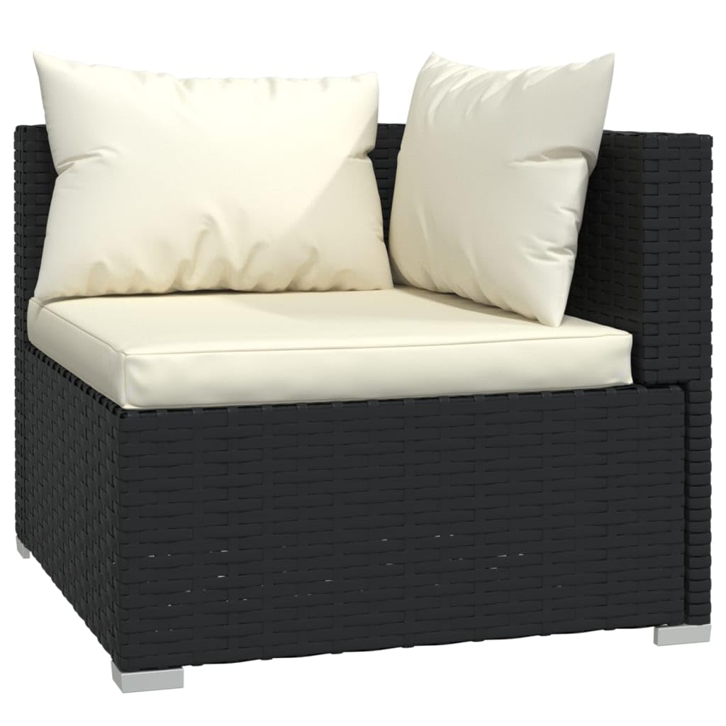 vidaXL 7-Piece Patio Lounge Set with Cushions - Black Poly Rattan Outdoor Furniture - Comfortable & Durable Garden Sofa Set - Perfect for Backyard, Poolside & Terrace Relaxation