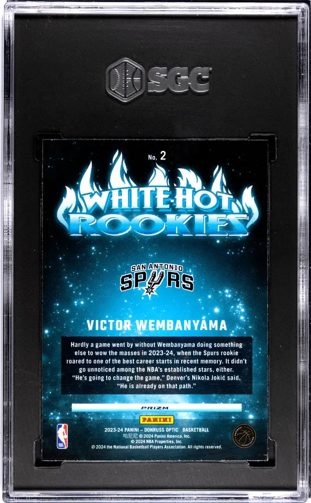 2023 Donruss Optic Victor Wembanyama White Hot Rookies Holo Prizm Basketball Card SGC 9.5 - Perfect for Collectors and NBA Fans to Display