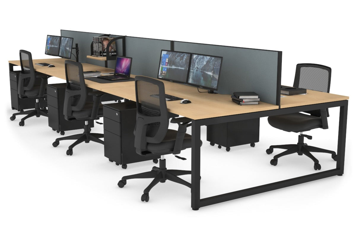 Quadro Loop Legs 6-Person Office Workstation - 1400L x 800W with Cable Management - Perfect for Open Office Layouts & Collaborative Workspaces
