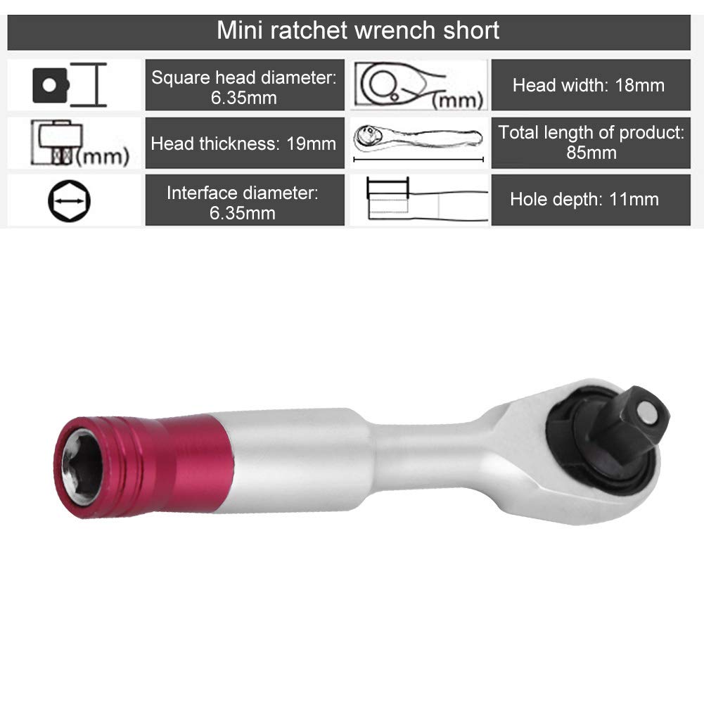 Acouto 1/4 Inch Ratchet Wrench Set - Professional Metal Mini Ratchet Wrench with 85MM Handle - Perfect for Vehicle Maintenance, Bike Repair & DIY Projects