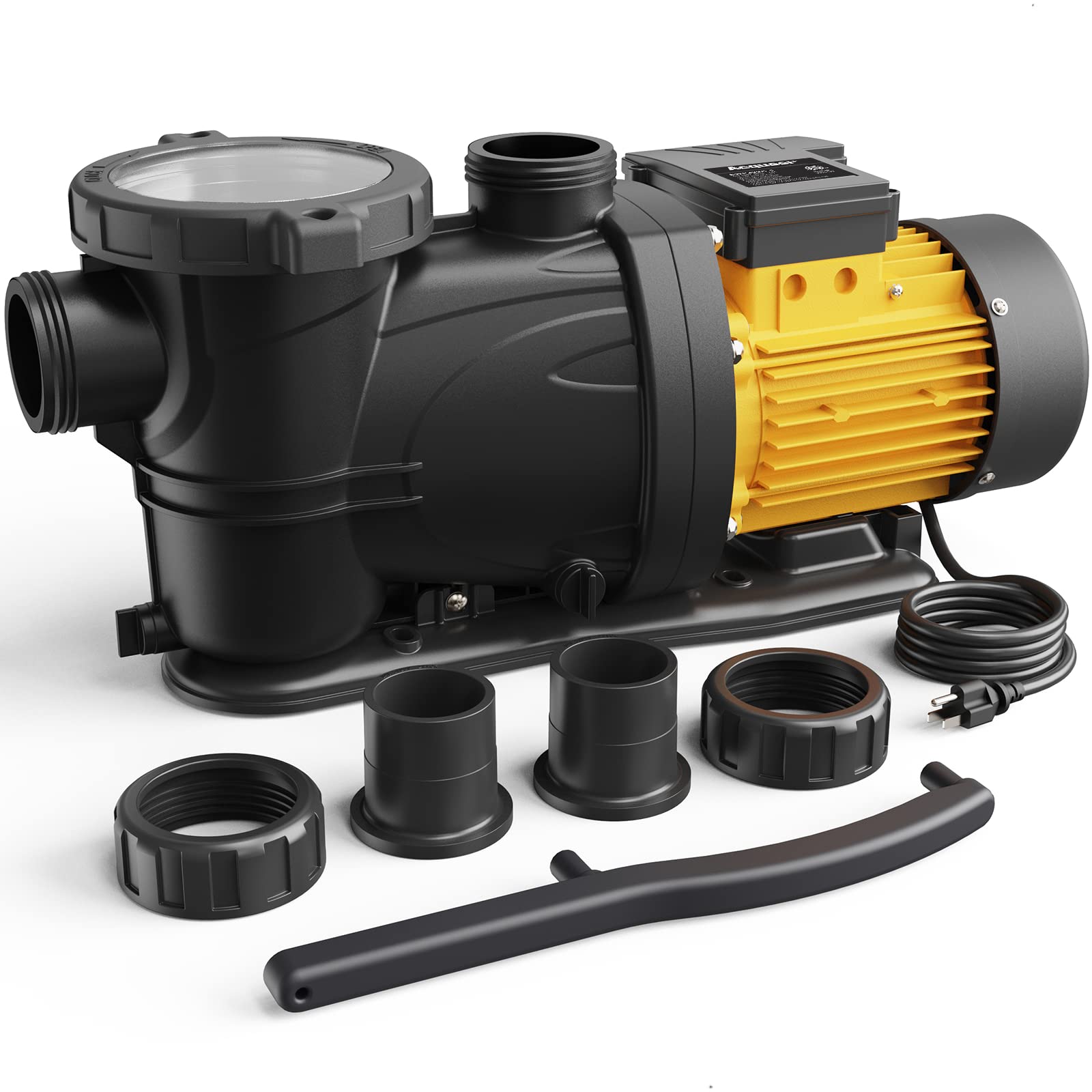 Acquaer 2 HP High Flow Pool Pump - 7860 GPH 115V Energy Efficient Swimming Pool Pump for Above Ground & Inground Pools | Self Priming with Strainer Basket | Perfect for Backyard, Residential & Commercial Pool Maintenance