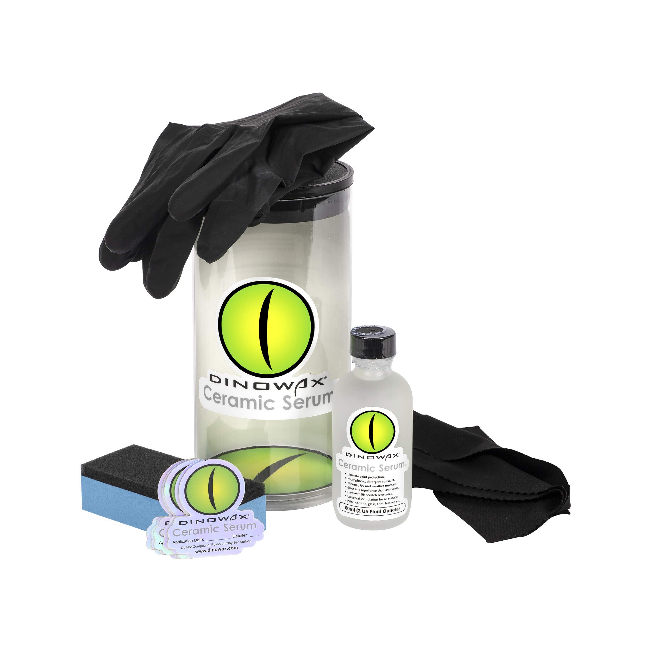 Dinowax Ceramic Coating Kit - Professional Grade Car Detailing Supplies with 2oz Ceramic Serum & Application Accessories | Ultimate Paint Protection & Shine for Cars, Trucks & Motorcycles