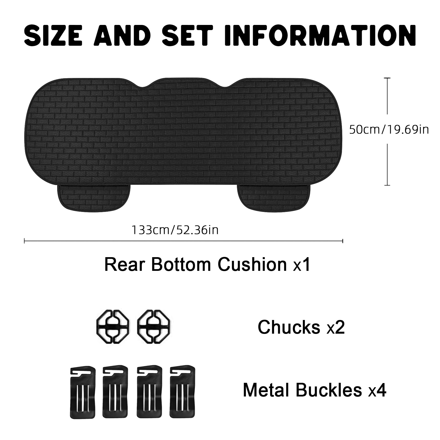 Black Car Seat Cover for Back Seat - Universal Fit for Cars, Trucks & SUVs with Storage Pockets - Waterproof & Non-Slip Auto Seat Protector Mat (1 Piece) - Perfect for Road Trips, Pet Protection & Daily Commuting